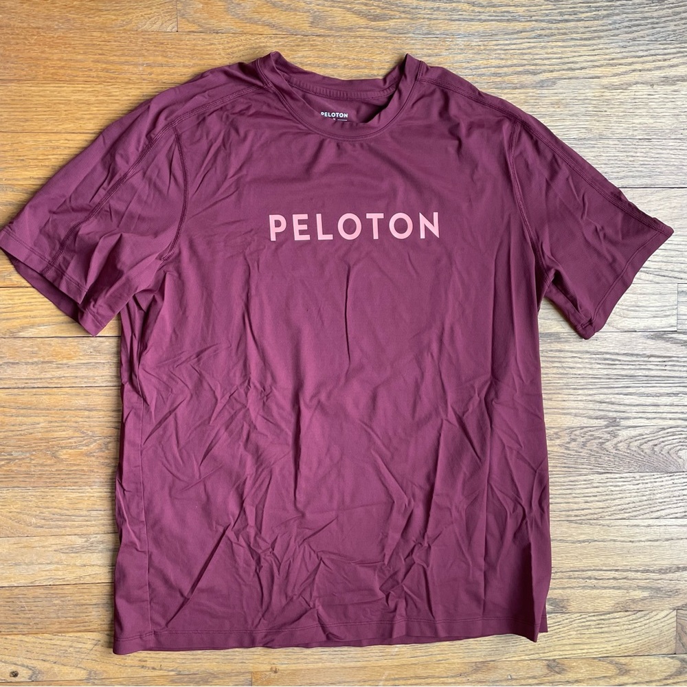 Peloton Mens Dry Fit Cycle Shirt Workout Maroon Size Medium